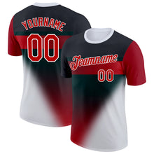 Load image into Gallery viewer, Custom Black Red-White 3D Pattern Design Gradient Sportswear Performance T-Shirt
