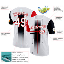 Load image into Gallery viewer, Custom White Black-Red 3D Pattern Design Gradient Cross Sportswear Performance T-Shirt