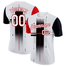 Load image into Gallery viewer, Custom White Black-Red 3D Pattern Design Gradient Cross Sportswear Performance T-Shirt