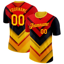 Load image into Gallery viewer, Custom Red Yellow-Black 3D Pattern Design Arrow Shape Sportswear Performance T-Shirt
