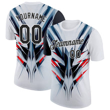 Load image into Gallery viewer, Custom White Black-Red 3D Pattern Design Abstract Shape Sportswear Performance T-Shirt