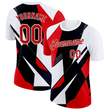 Load image into Gallery viewer, Custom White Red-Black 3D Pattern Design Geometric Shape Sportswear Performance T-Shirt