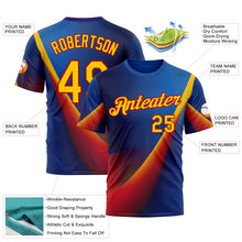 Загрузить изображение в средство просмотра галереи, Custom Blue Yellow-Red 3D Pattern Design Romania Colombia Sportswear Performance T-Shirt