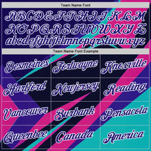 Load image into Gallery viewer, Custom Blue Dark Purple Black Pink-White 3D Pattern Design Line Sportswear Performance T-Shirt