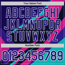 Load image into Gallery viewer, Custom Blue Dark Purple Black Pink-White 3D Pattern Design Line Sportswear Performance T-Shirt