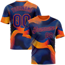 Загрузить изображение в средство просмотра галереи, Custom Orange Dark Purple-Blue 3D Pattern Design Gradient Sportswear Performance T-Shirt