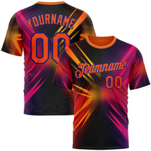 Загрузить изображение в средство просмотра галереи, Custom Orange Pink-Dark Purple 3D Pattern Design Gradient Sportswear Performance T-Shirt