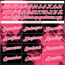 Load image into Gallery viewer, Custom Black Neon Pink-White 3D Pattern Design Abstract Brush Stroke Performance T-Shirt