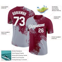 Charger l'image dans la galerie, Custom Crimson White-Gray 3D Pattern Design Abstract Brush Stroke Performance T-Shirt