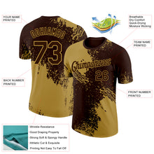 Загрузить изображение в средство просмотра галереи, Custom Brown Old Gold 3D Pattern Design Abstract Brush Stroke Performance T-Shirt