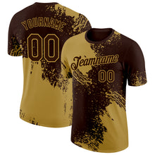Загрузить изображение в средство просмотра галереи, Custom Brown Old Gold 3D Pattern Design Abstract Brush Stroke Performance T-Shirt