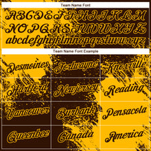 Load image into Gallery viewer, Custom Brown Gold 3D Pattern Design Abstract Brush Stroke Performance T-Shirt