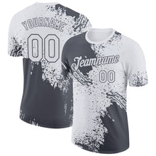 Загрузить изображение в средство просмотра галереи, Custom White Steel Gray 3D Pattern Design Abstract Brush Stroke Performance T-Shirt