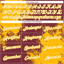 Laden Sie das Bild in den Galerie-Viewer, Custom Burgundy White-Gold 3D Pattern Design Abstract Brush Stroke Performance T-Shirt