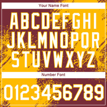 Laden Sie das Bild in den Galerie-Viewer, Custom Burgundy White-Gold 3D Pattern Design Abstract Brush Stroke Performance T-Shirt