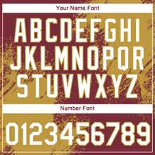 Laden Sie das Bild in den Galerie-Viewer, Custom Burgundy White-Old Gold 3D Pattern Design Abstract Brush Stroke Performance T-Shirt