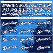 Загрузить изображение в средство просмотра галереи, Custom Powder Blue White-Navy 3D Pattern Design Abstract Brush Stroke Performance T-Shirt