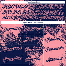 Charger l'image dans la galerie, Custom Navy Medium Pink 3D Pattern Design Abstract Brush Stroke Performance T-Shirt