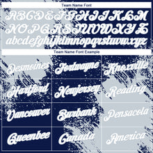 Charger l'image dans la galerie, Custom Navy White-Silver 3D Pattern Design Abstract Brush Stroke Performance T-Shirt