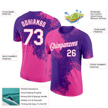 Загрузить изображение в средство просмотра галереи, Custom Purple White-Pink 3D Pattern Design Abstract Brush Stroke Performance T-Shirt