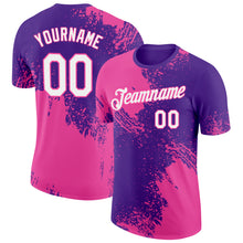 Загрузить изображение в средство просмотра галереи, Custom Purple White-Pink 3D Pattern Design Abstract Brush Stroke Performance T-Shirt