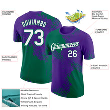 Загрузить изображение в средство просмотра галереи, Custom Purple White-Kelly Green 3D Pattern Design Abstract Brush Stroke Performance T-Shirt