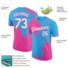Charger l'image dans la galerie, Custom Sky Blue White-Pink 3D Pattern Design Abstract Brush Stroke Performance T-Shirt