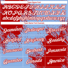 Laden Sie das Bild in den Galerie-Viewer, Custom Light Blue White-Red 3D Pattern Design Abstract Brush Stroke Performance T-Shirt