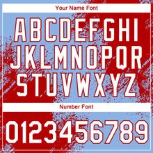 Laden Sie das Bild in den Galerie-Viewer, Custom Light Blue White-Red 3D Pattern Design Abstract Brush Stroke Performance T-Shirt