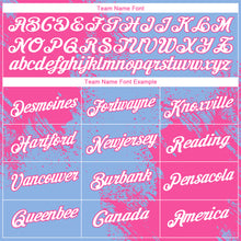 Загрузить изображение в средство просмотра галереи, Custom Light Blue White-Pink 3D Pattern Design Abstract Brush Stroke Performance T-Shirt