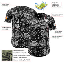 Load image into Gallery viewer, Custom Black White 3D Pattern Design Rave Party Ethnic Paisley Bandana Authentic Baseball Jersey