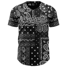 Load image into Gallery viewer, Custom Black White 3D Pattern Design Rave Party Ethnic Paisley Bandana Authentic Baseball Jersey
