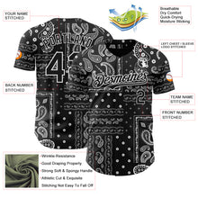Load image into Gallery viewer, Custom Black White 3D Pattern Design Rave Party Ethnic Paisley Bandana Authentic Baseball Jersey
