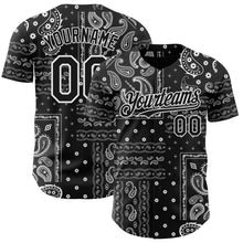 Load image into Gallery viewer, Custom Black White 3D Pattern Design Rave Party Ethnic Paisley Bandana Authentic Baseball Jersey