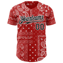 Load image into Gallery viewer, Custom Red Black-White 3D Pattern Design Rave Party Ethnic Paisley Bandana Authentic Baseball Jersey