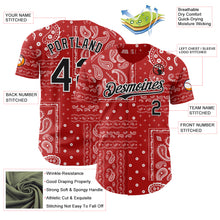Load image into Gallery viewer, Custom Red Black-White 3D Pattern Design Rave Party Ethnic Paisley Bandana Authentic Baseball Jersey