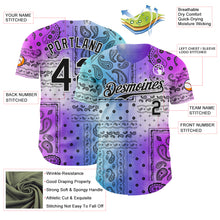 Charger l'image dans la galerie, Custom Purple Black Blue-White 3D Pattern Design Gradient Rave Party Ethnic Paisley Bandana Authentic Baseball Jersey