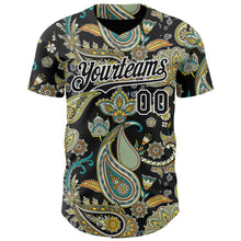 Load image into Gallery viewer, Custom Black White 3D Pattern Design Rave Party Ethnic Paisley Bandana Authentic Baseball Jersey