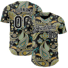 Load image into Gallery viewer, Custom Black White 3D Pattern Design Rave Party Ethnic Paisley Bandana Authentic Baseball Jersey