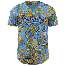 Load image into Gallery viewer, Custom Light Blue Black 3D Pattern Design Rave Party Ethnic Paisley Bandana Authentic Baseball Jersey