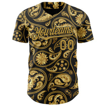 Load image into Gallery viewer, Custom Black Old Gold 3D Pattern Design Rave Party Ethnic Paisley Bandana Authentic Baseball Jersey