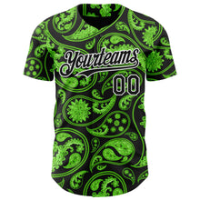 Load image into Gallery viewer, Custom Black Green-White 3D Pattern Design Rave Party Ethnic Paisley Bandana Authentic Baseball Jersey