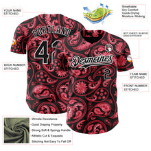 Charger l'image dans la galerie, Custom Black Red-White 3D Pattern Design Rave Party Ethnic Paisley Bandana Authentic Baseball Jersey