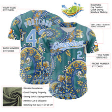 Load image into Gallery viewer, Custom Teal Light Blue-White 3D Pattern Design Rave Party Ethnic Paisley Bandana Authentic Baseball Jersey