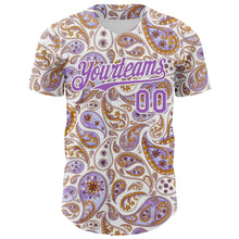 Load image into Gallery viewer, Custom White Medium Purple 3D Pattern Design Rave Party Ethnic Paisley Bandana Authentic Baseball Jersey