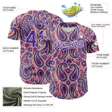 Load image into Gallery viewer, Custom Light Pink Purple-White 3D Pattern Design Rave Party Ethnic Paisley Bandana Authentic Baseball Jersey