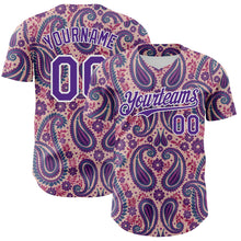 Load image into Gallery viewer, Custom Light Pink Purple-White 3D Pattern Design Rave Party Ethnic Paisley Bandana Authentic Baseball Jersey