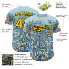 Load image into Gallery viewer, Custom Blue Yellow-Black 3D Pattern Design Rave Party Ethnic Paisley Bandana Authentic Baseball Jersey