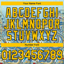 Load image into Gallery viewer, Custom Blue Yellow-Black 3D Pattern Design Rave Party Ethnic Paisley Bandana Authentic Baseball Jersey