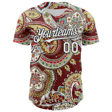 Load image into Gallery viewer, Custom Brown White-Black 3D Pattern Design Rave Party Ethnic Paisley Bandana Authentic Baseball Jersey